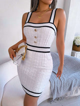 Knitted Bodycon Mini Dress - M, White image