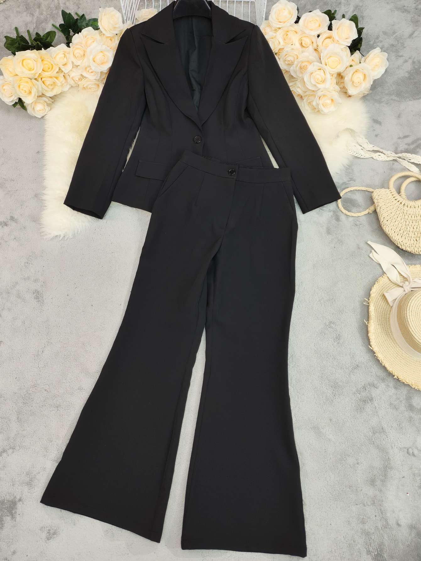 Classic Black Blazer & Wide-Leg Pants image 4