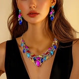 Crystal Leaf Necklace & Earring Set image 0