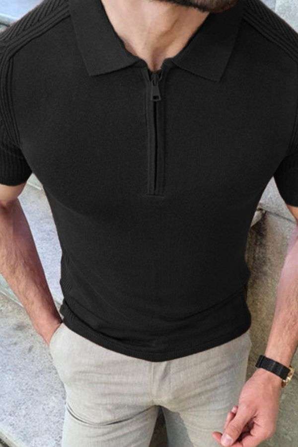 Short-Sleeve Zip Polo Shirt image 0