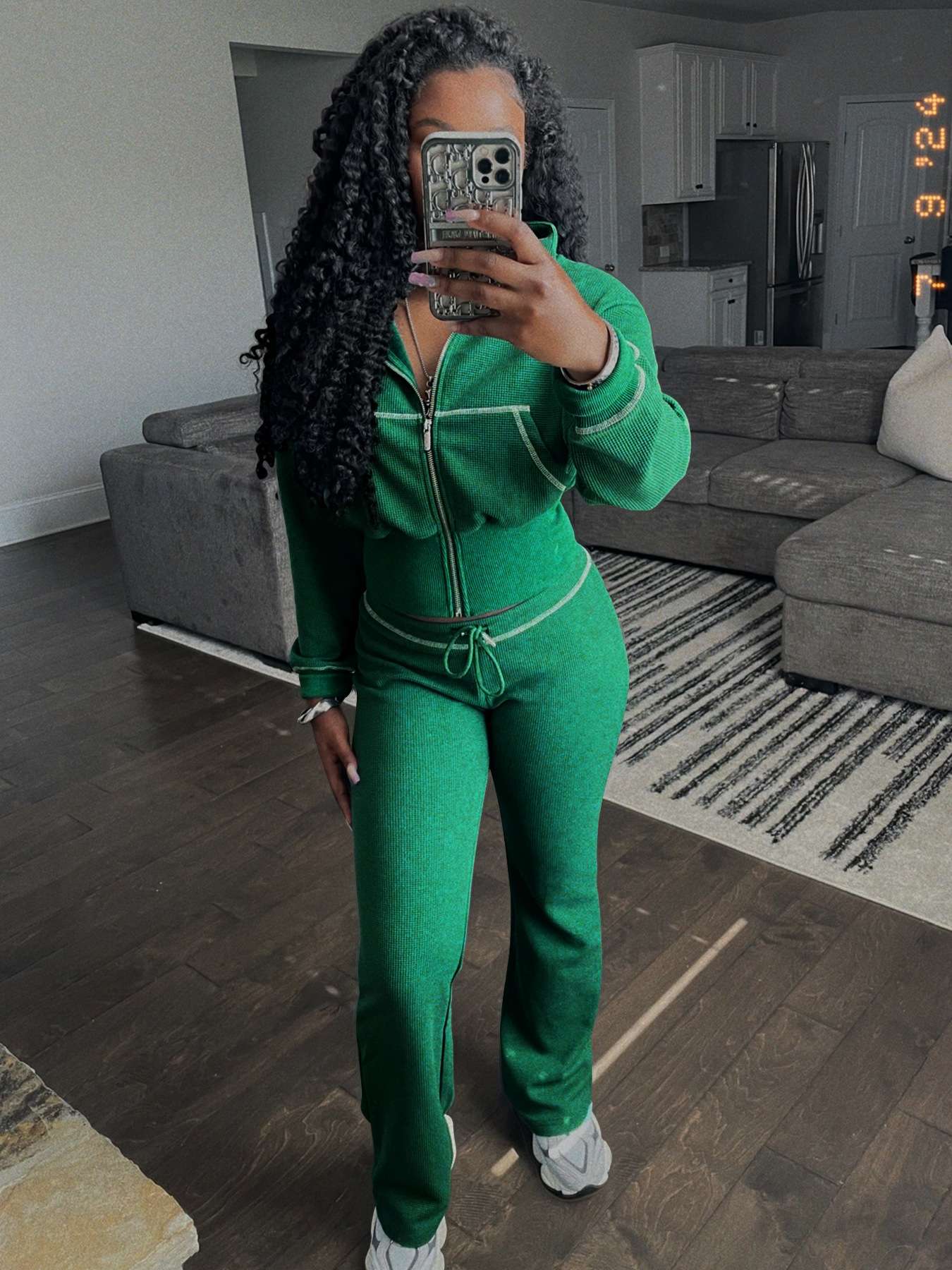 Solid Color Top And Casual Pants Set image 0