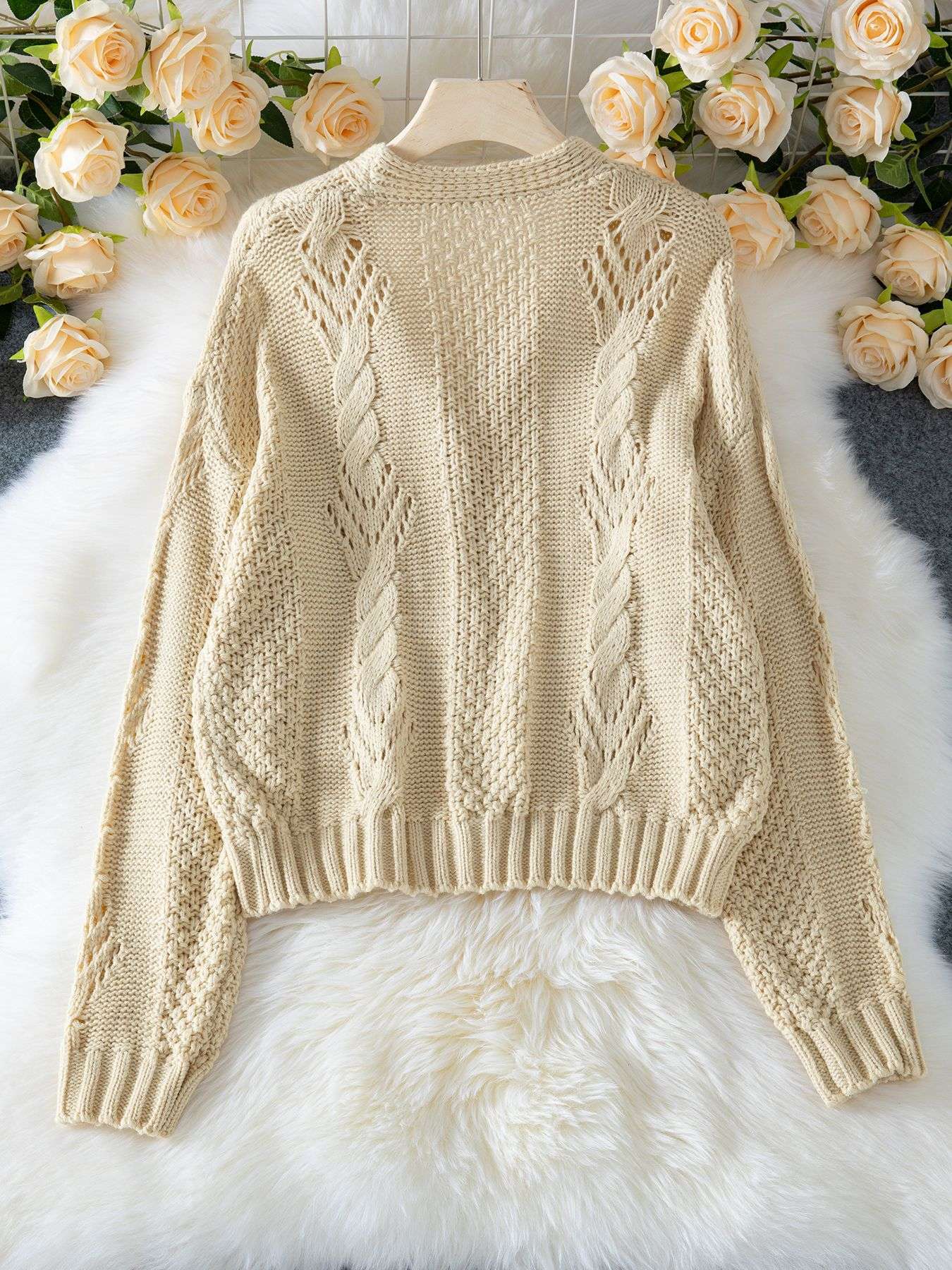 Cozy Beige Knitted Cardigan image 3