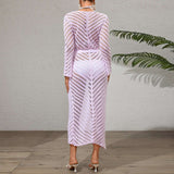 Long Sleeve Sheer Knit Beach Cover-Up image 3