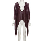 Deep V Plum Sheer Top image 2