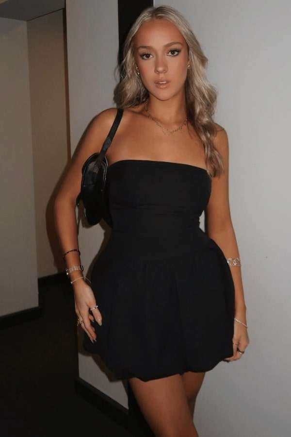 Bubble Chic Strapless Mini Dress - S, Black image