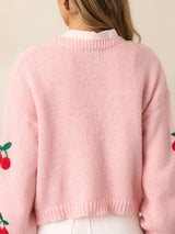Knit Cardigan with Cherry Embroidery image 4