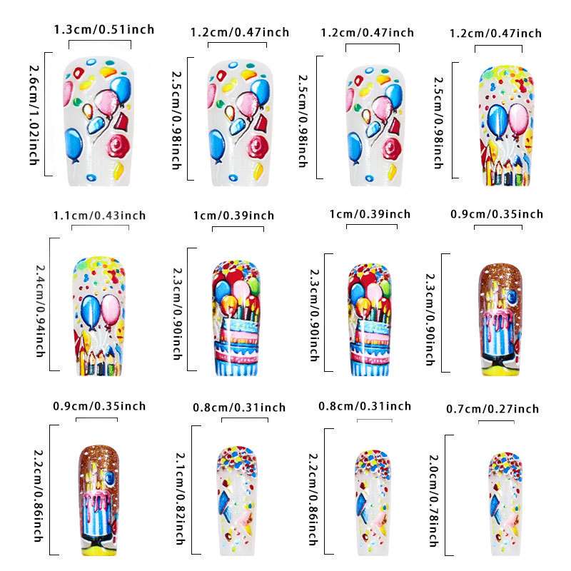 Colorful Birthday Celebration Nail Art Set image 4