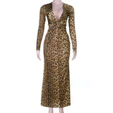 Leopard Print Maxi Dress with Long Sleeves image 3
