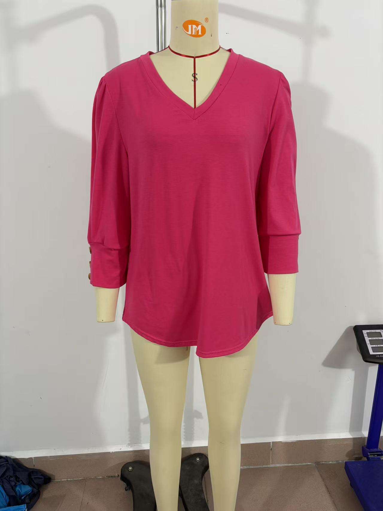 V-Neck Blouse with Button-Accented Sleeves image 6