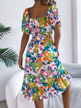 Floral Square Neck Puff Sleeve Midi Dress image 5