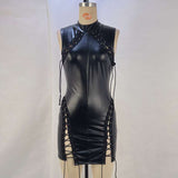 Edgy Faux Leather Lacing Dress image 6