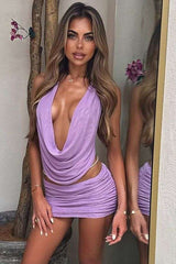 Halter Neck Crop Top and Mini Skirt Set image 0
