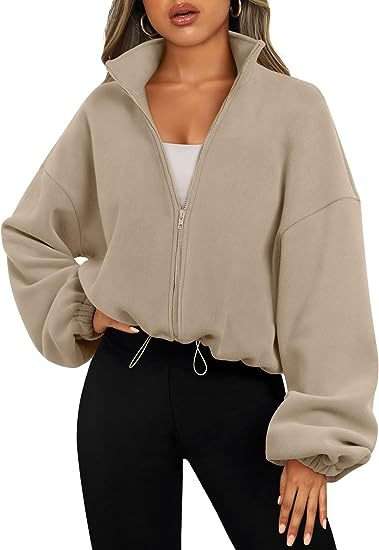 Stand Collar Oversized Zip-Up Sweatshirts image 0