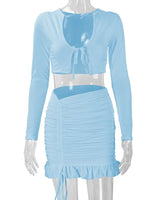 Two-Piece Skirt Set with  Tie Front Top image 4