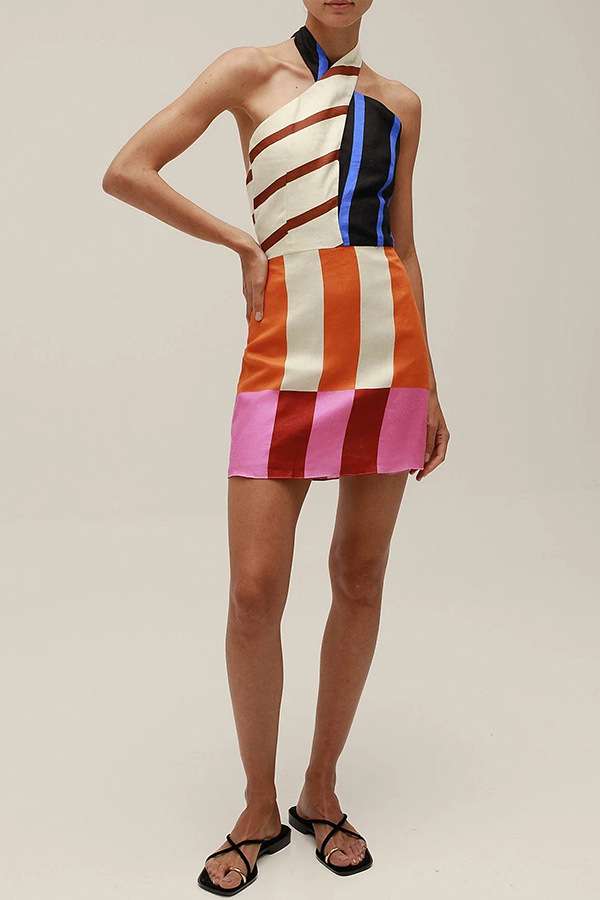 Colorful Striped Halter Dress image 2