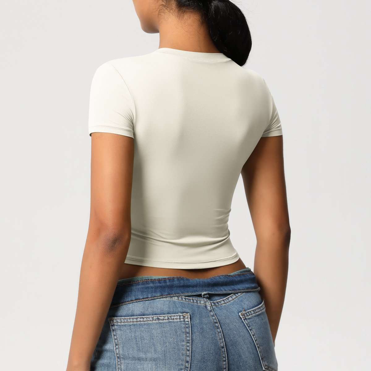 Fitted Crop Top with Short Sleeves image 5