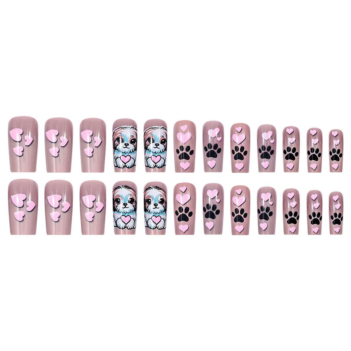 Adorable Dog and Paw Heart Nail Art Design image 4