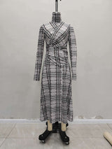 Plaid Wrap Dress with High Slit image 4