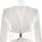 Cut-Out Evening Gown with Gold Belt Accent image 6