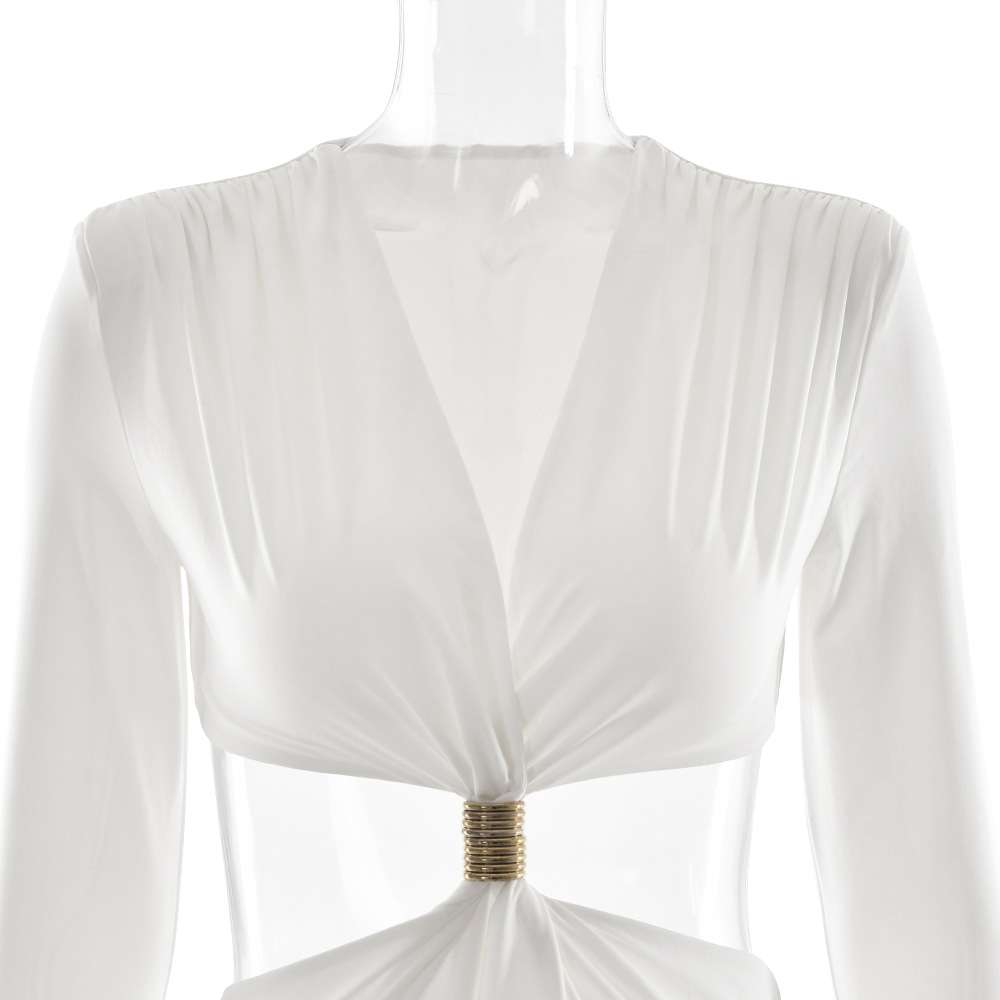 Cut-Out Evening Gown with Gold Belt Accent image 6