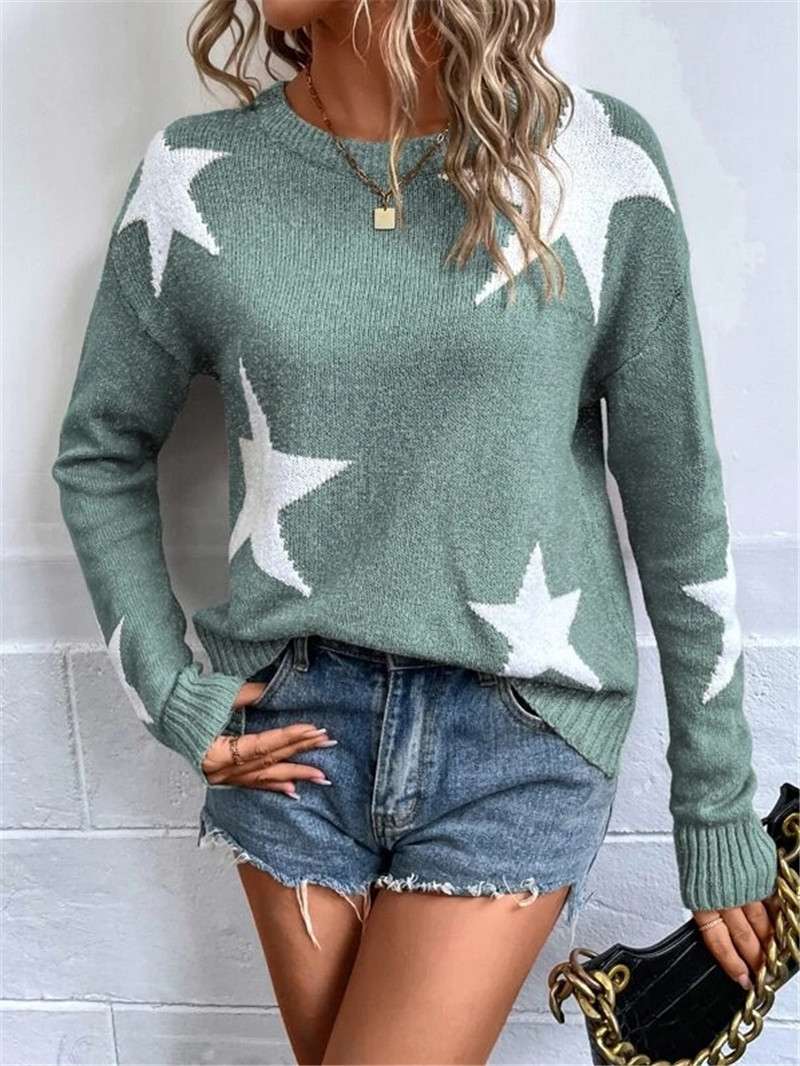 Casual Winter Top with White Star Pattern image 1
