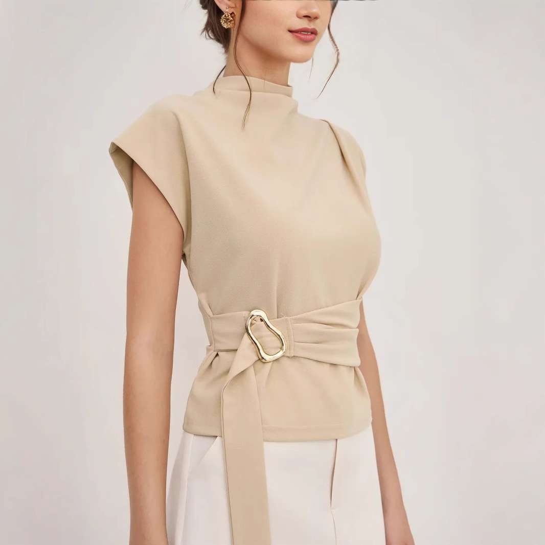 Sleeveless Top with Waist Belt Detail image 4