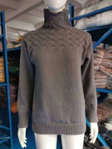 High Neck Solid Elastic Pullover Sweater image 7