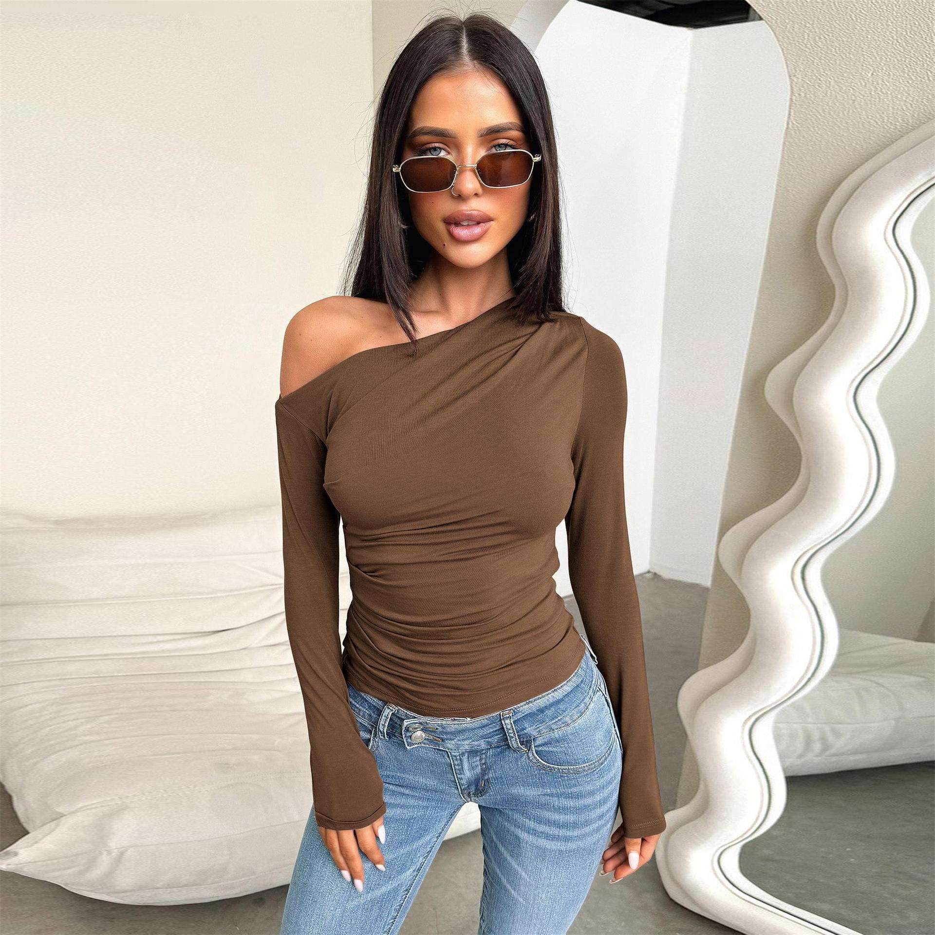 Urban Allure Asymmetric Top - M, Tobacco Brown image
