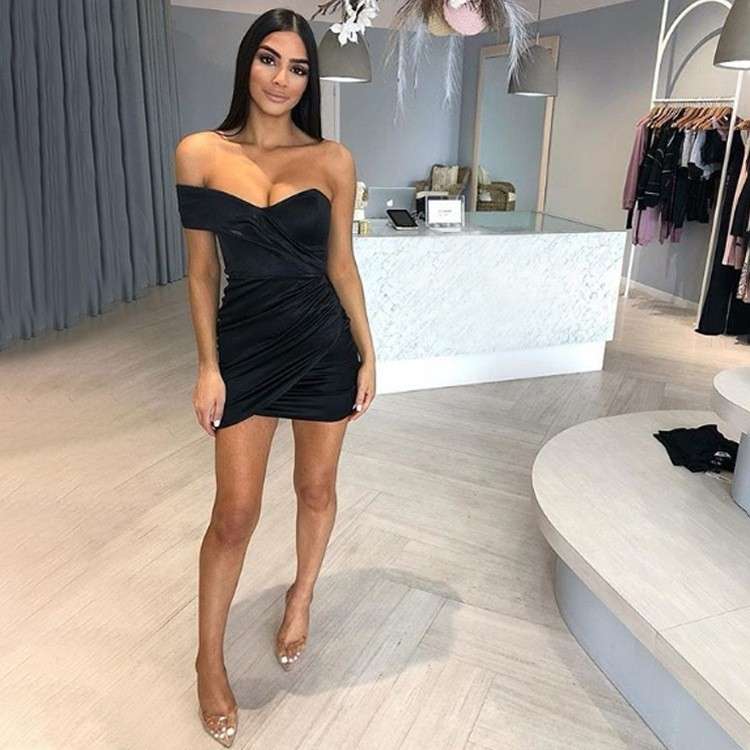 One-Shoulder Bodycon Dress - S, Black image