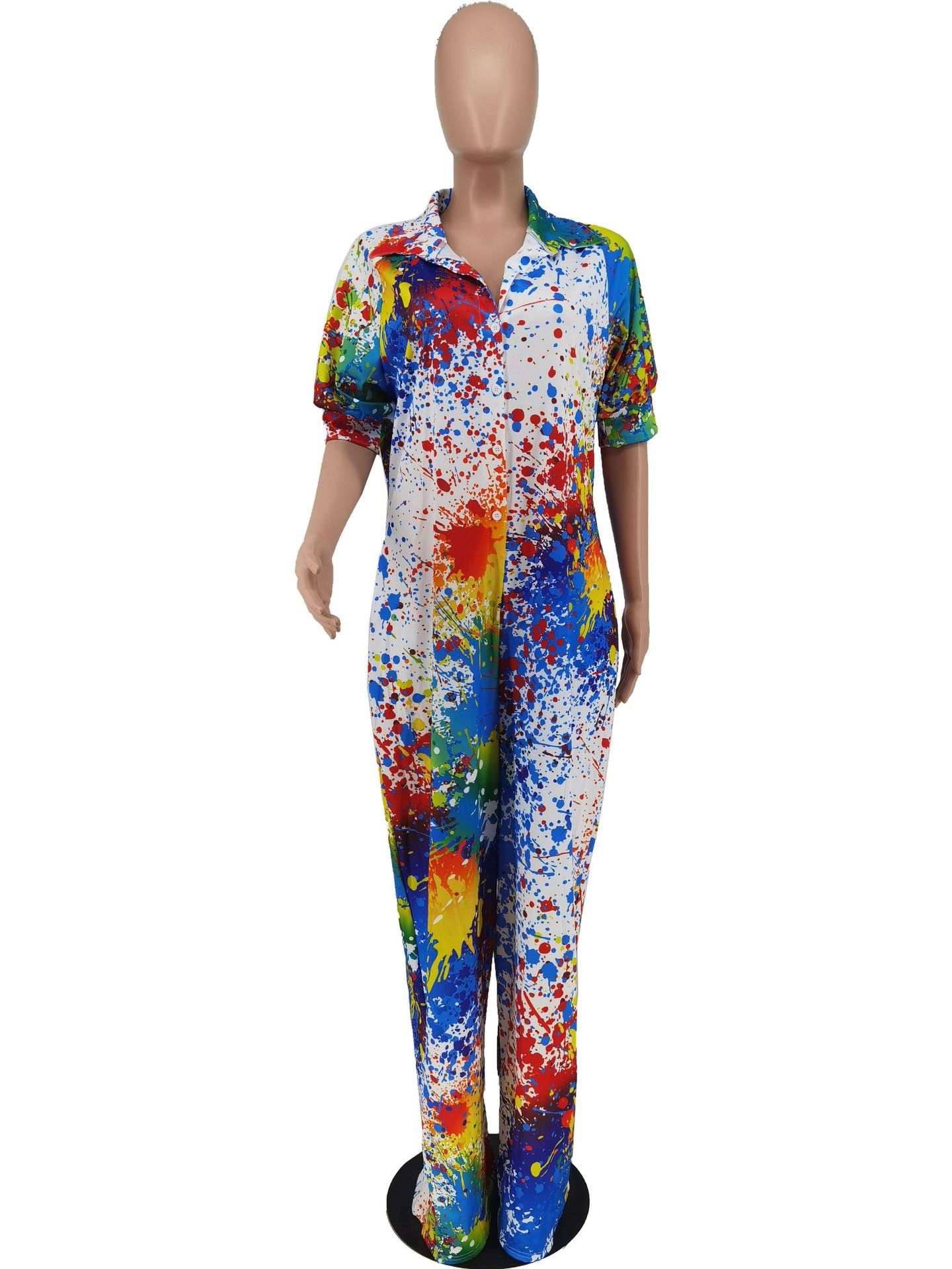 Half Sleeve Printed Baggy Jumpsuit image 2