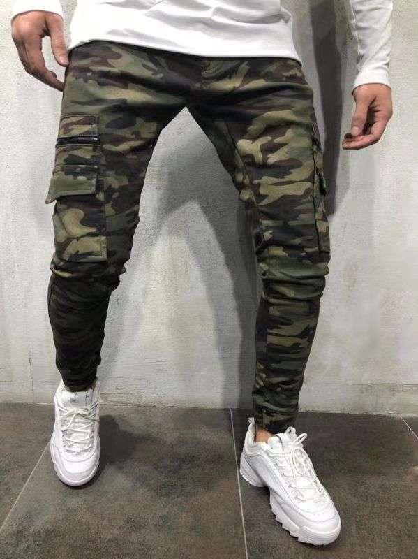 Camo Combat Cargo Pants - L, Multi Green image