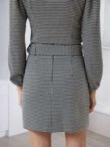Houndstooth Dress with Oversized Collar image 5