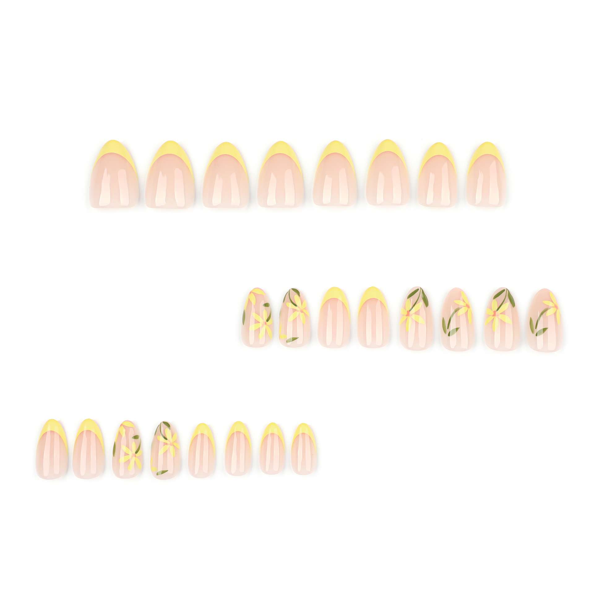 Floral Yellow Tip Nail Art image 1