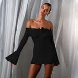 Off-Shoulder Ruffled Dress with Flared Sleeves image 5