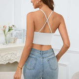 Crisscross Halter Keyhole Front Crop Top image 5