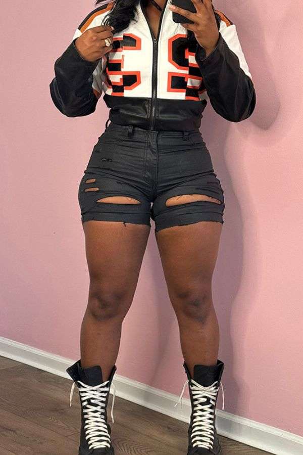 Patchwork Cyber Racer Jacket - S, Multi White image