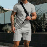 Men's Stylish Textured Zipper Polo Short Set image 4