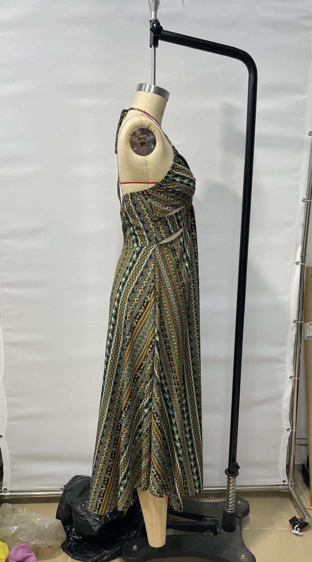 Bohemian Patterned Cut-Out Maxi Dress image 3
