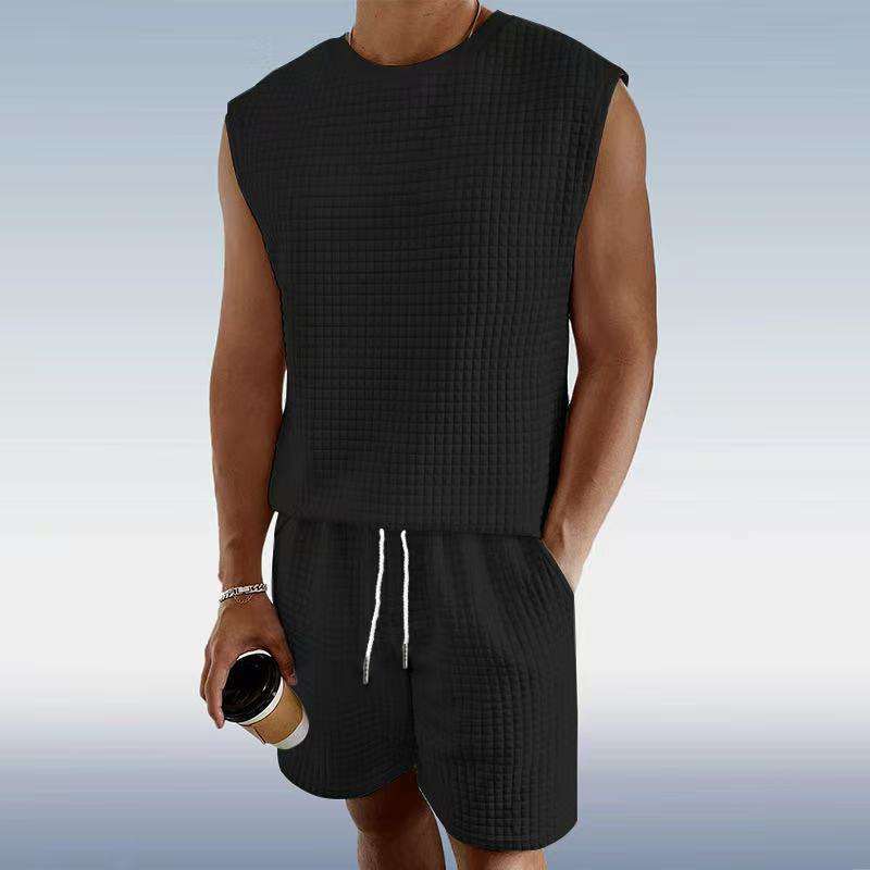Mens Sleeveless Lounge Set - XL, Black image