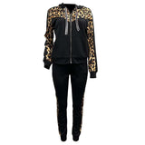 Animal Print Two Piece Activwear Zipper Up Set image 4