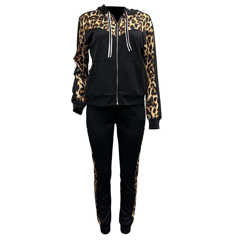 Animal Print Two Piece Activwear Zipper Up Set image 4