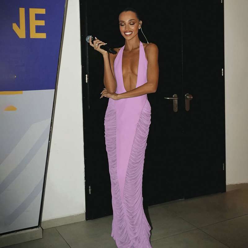 Plunging Halter Evening Gown image 3