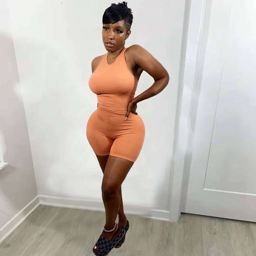 Sleeveless Ribbed Shorts Set image 0