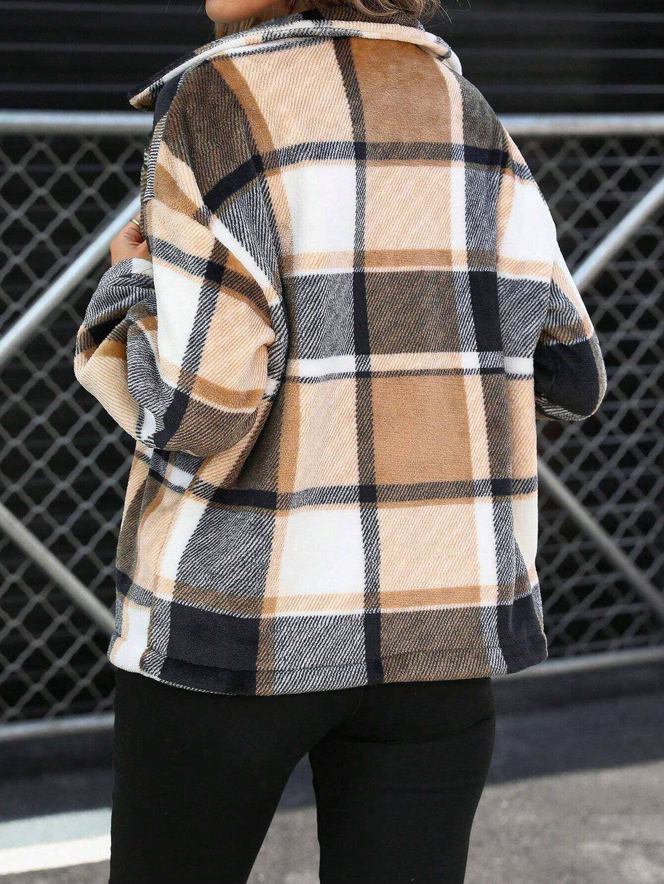 Plaid Faux Fur-Lined Oversized Jacket image 2