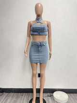 Denim Zip-Up Two-Piece Set image 3