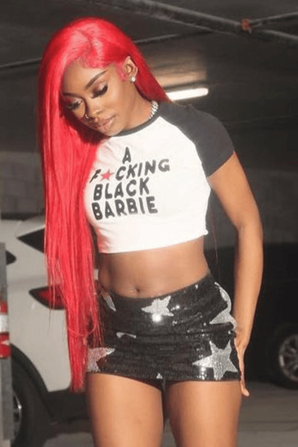 Letter Print Cropped Graphic Tee image 1