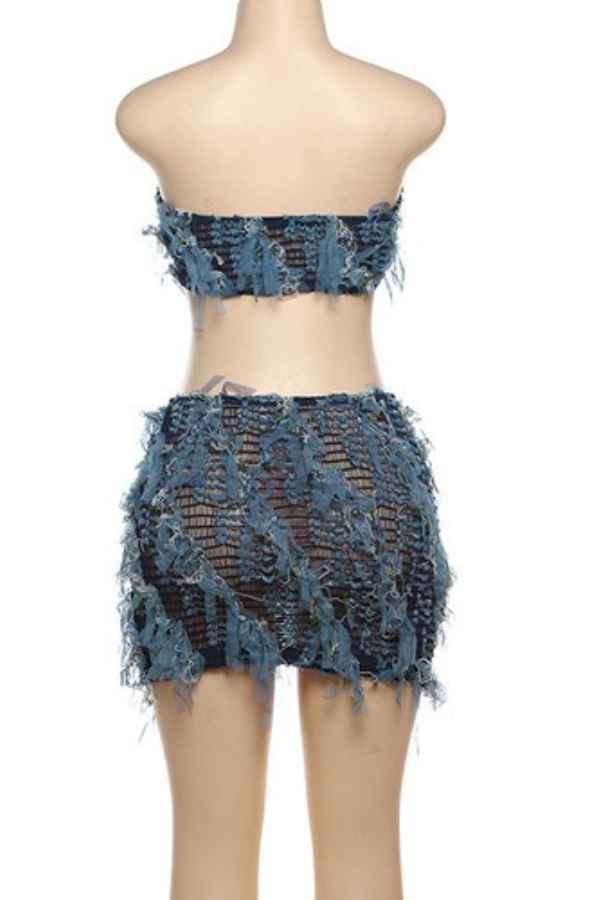Ruffled Mesh Off Shoulder Crop Top Two Piece Mini Skirt image 6