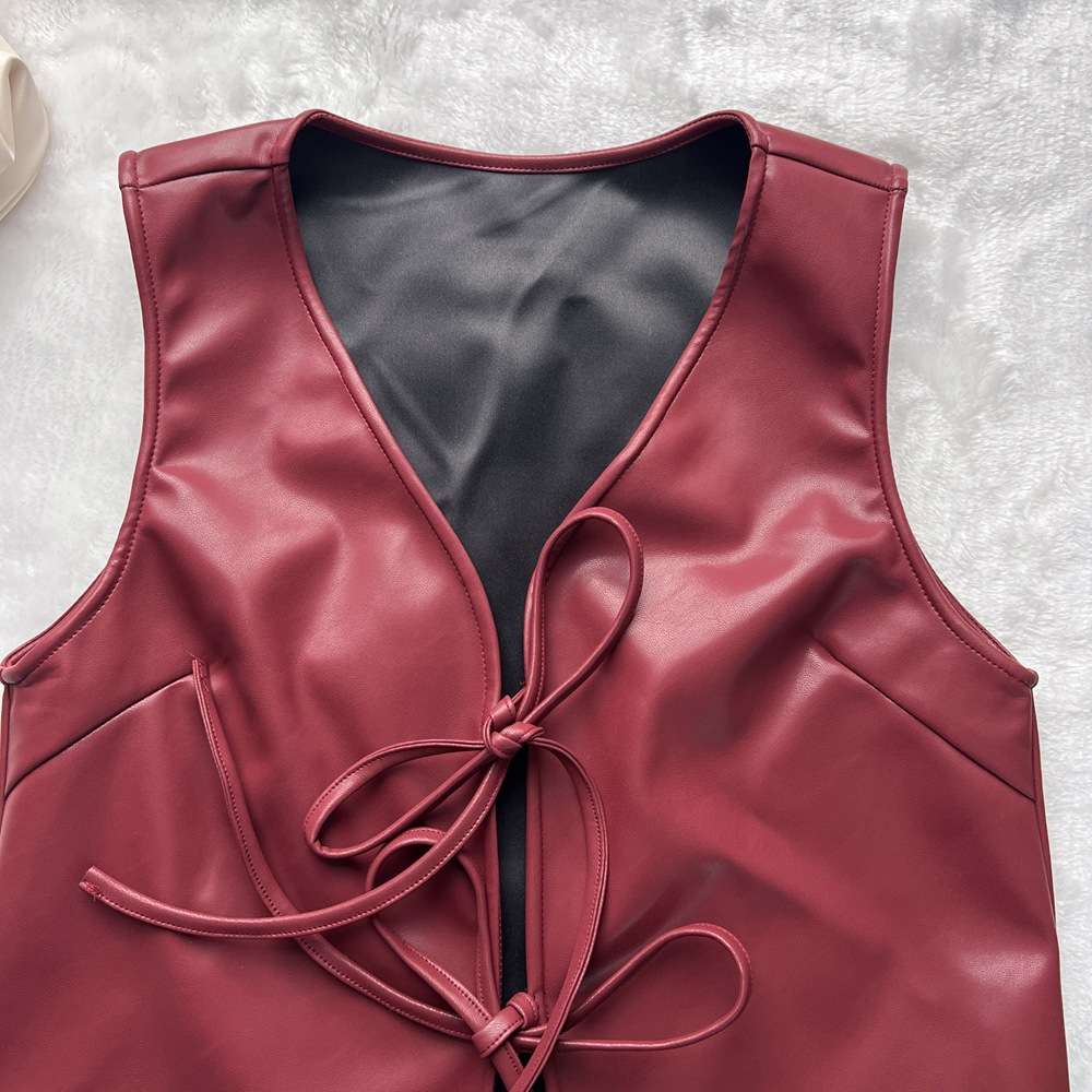 Faux Leather Tie-Front Vest Top image 5