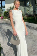 Elegant Solid Color Button Down Sleeveless Maxi Dress image 1