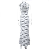 Polka Dot Halter Maxi Dress image 3